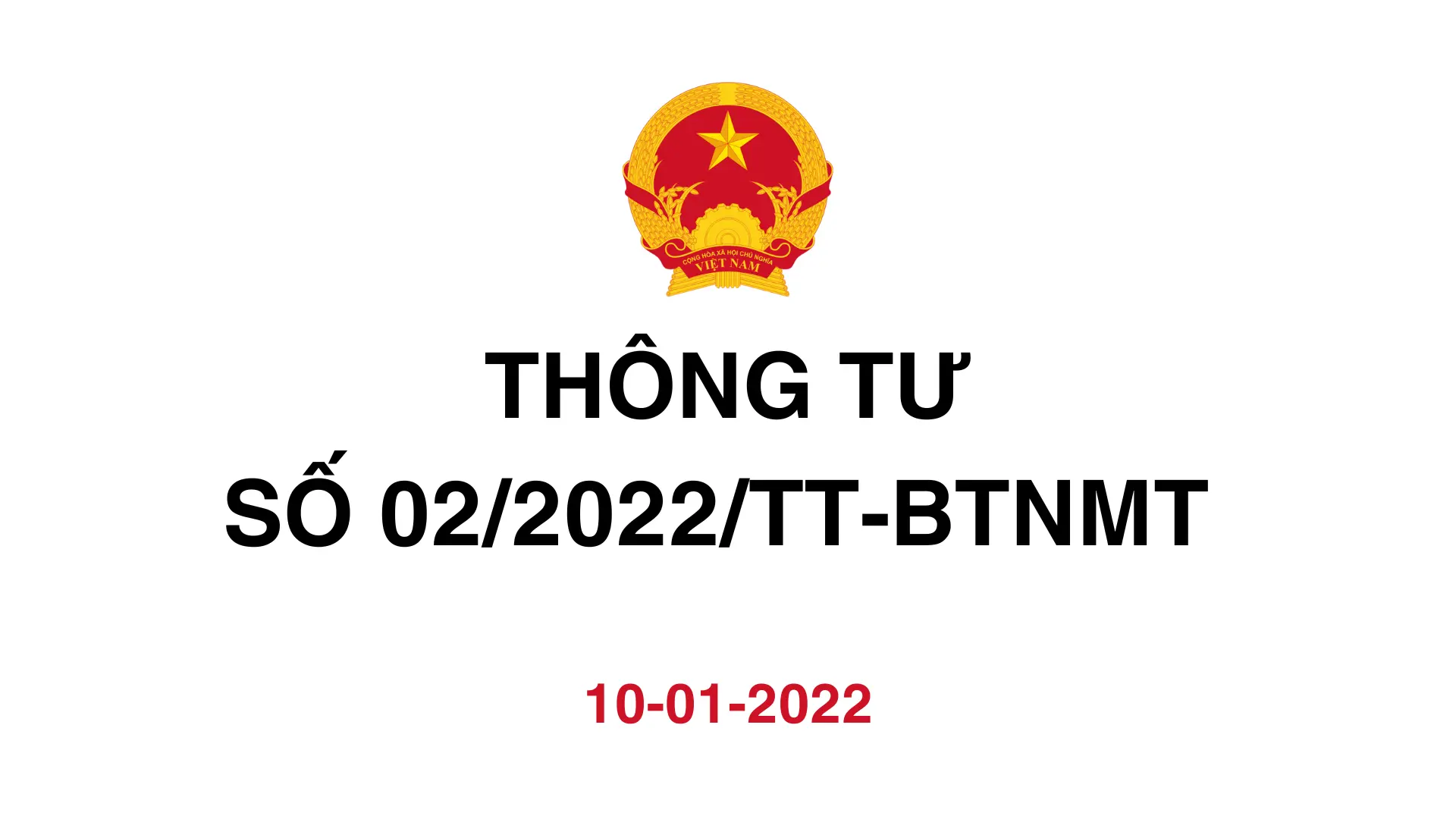 THÔNG TƯ SỐ 02/2022/TT-BTNMT
